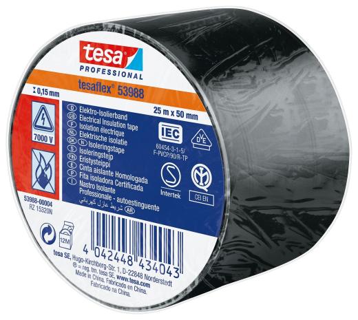 NASTRO ISOLANTE CERTIFICATO NERO 50 MM X 25 M