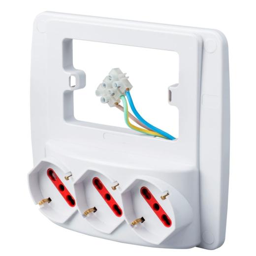 ROSI Multipresa da parete con 3 prese schuko/bipasso 10A/16A, bianco serie Smart