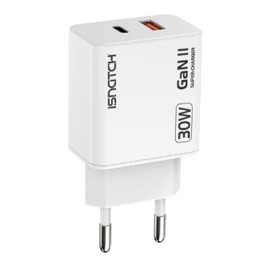 Alimentatore gan type c pd - 1 usb qc 3a 30w bianco