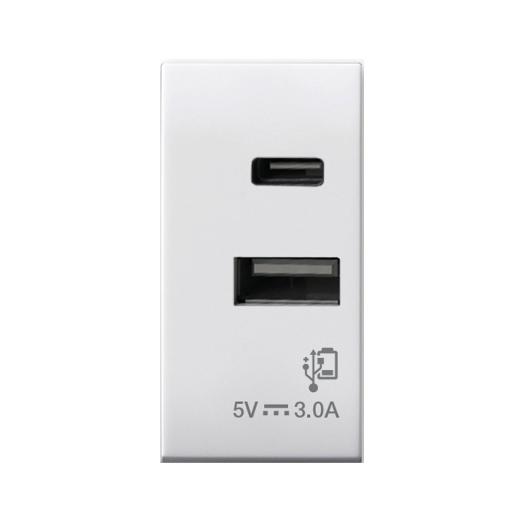 ALIMENTATORE USB TIPO A - C, DOMUS S44, COLORE RAL 9010 3A