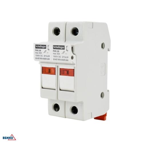 BASE PER FUSIBILI BIPOLI PER 10 FUSIBILI 38x1000 V CC MAX. 32 A CON INDICATORE