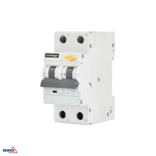 Interruttore automatico RCBO 2P B 10A 30mA tipo AC Schelinger