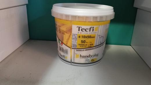 TECFI Secchiello tass.univers. nylon giallo c/ vite TPS, 50 pz 10x50mm