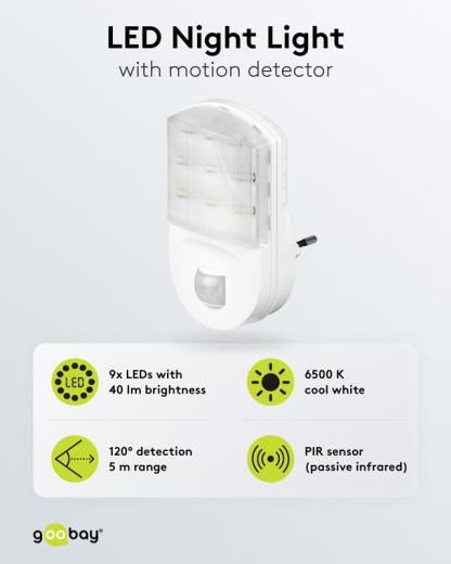 Lampada Notturna LED Sensore Movimento PIR Bianco Freddo 6500K 5m