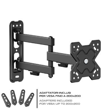 Supporto universale x flat tv 10"-42"kg 20 3 snodi con adattatori vesa e livella