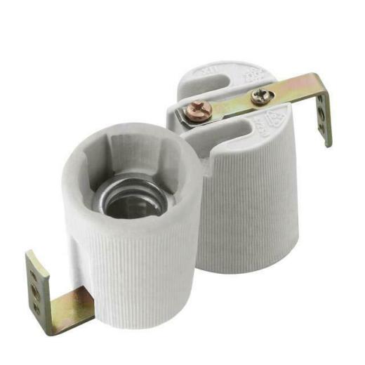 PORTA LAMPADA CERAMICA-Lampade Versione e14 Ceramica Presa 230v CON STAFFA
