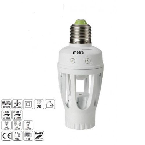 PORTALAMPADA ADATTATORE E27 SENSORE MOVIMENTO E CREPUSCOLARE V TAC VT-8005 4982