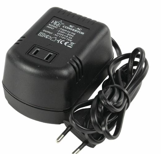 TRASFORMATORE RIDUTTORE TENSIONE DA 230V EU> 110V TIPO U.S.A 75w