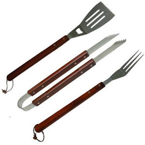 SET DI ACCESSORI UTENSILI IN ACCIAIO PER BARBECUE GRIGLIA 3 PEZZI