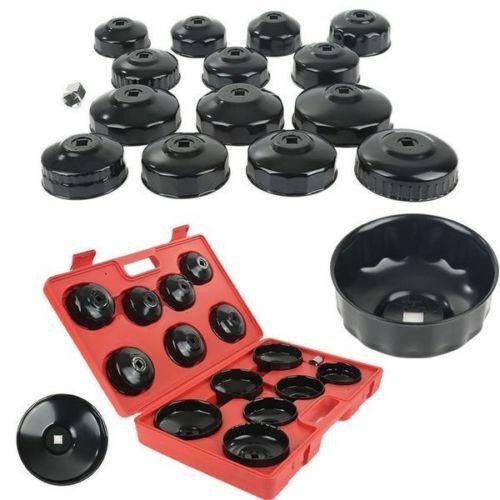 SET KIT CHIAVE A TAZZA PER FILTRO OLIO 15 PZ AUTO UNIVERSALE CHIAVI VANADIUM TOP