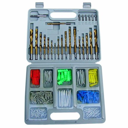 KIT SET 301 VALIGETTA PUNTE FERRO MURO LEGNO TASSELLI VITI TASSELLO ASSORTITI