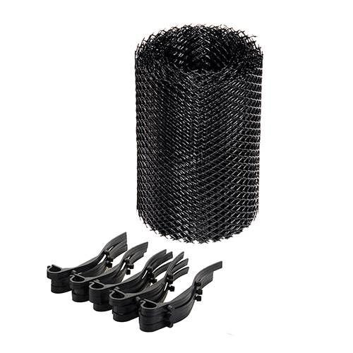 RETE GRIGLIA PER PROTEZIONE GRONDAIA FOGLIE DETRITI CON 15 CLIPS 5 m x 16 cm