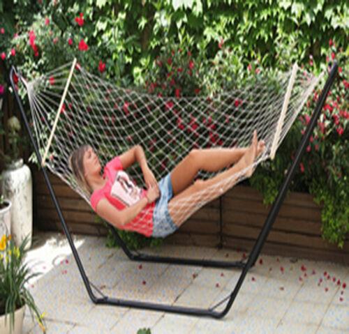 AMACA A RETE CON ASSE LEGNO 200X80 CM PER ARREDO GIARDINO ESTERNO CAMPEGGIO