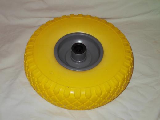 Ruota 260x75 per carrello portapacchi piena poliuretano giallo cerchi metallo 20