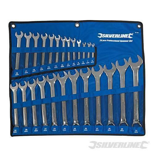 SET CHIAVI FISSE COMBINATE 6 32 25 PZ PEZZI IN ACCIAIO CHROME VANADIUM SATINATE