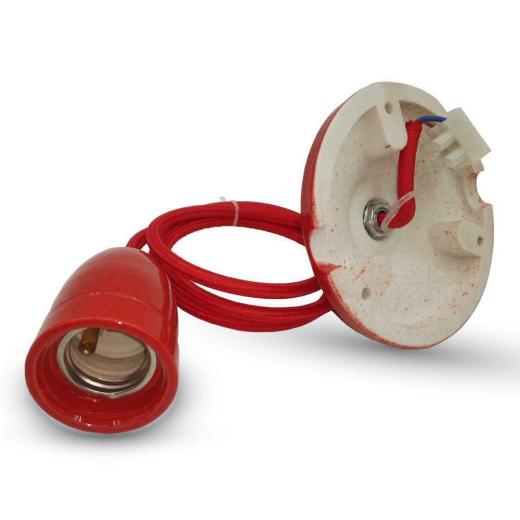 LAMPADARIO CON PORTALAMPADA PORCELLANA ROSSO - XXFXRF