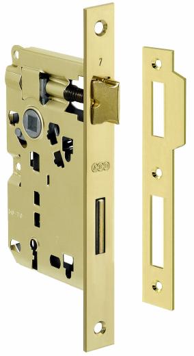 SERRATURA PORTE INTERNE OTTONATA BORDO ROTONDO agb con incontro 50 mm PATENT