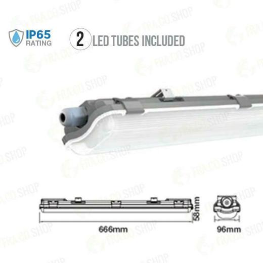 LED PLAFONIERA IMPERMEABILE 60CM 2*10W 6400K - Fredda - XMMPFS
