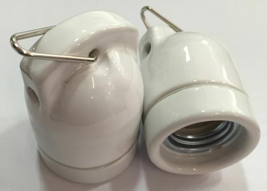 PORTALAMPADA PORTA LAMPADE E 27 IN PORCELLANA BIANCO A DOPPIA USCITA