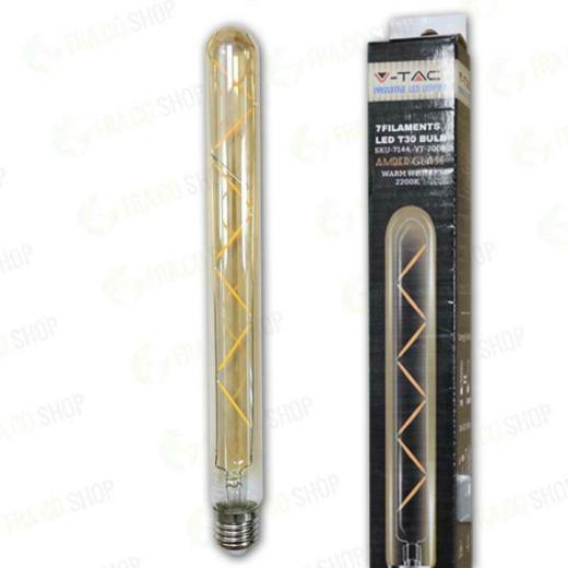 LAMPADINA LED - 7W T30 E27 FILAMENTO AMBER BIANCO CALDO 2200 - Calda - XXARPX