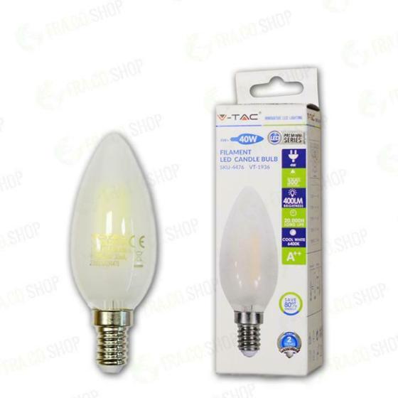 LAMPADINA LED - 4W FILAMENT  E14 OPACO CANDELA BIANCO 6400K - Fredda - XXARFE