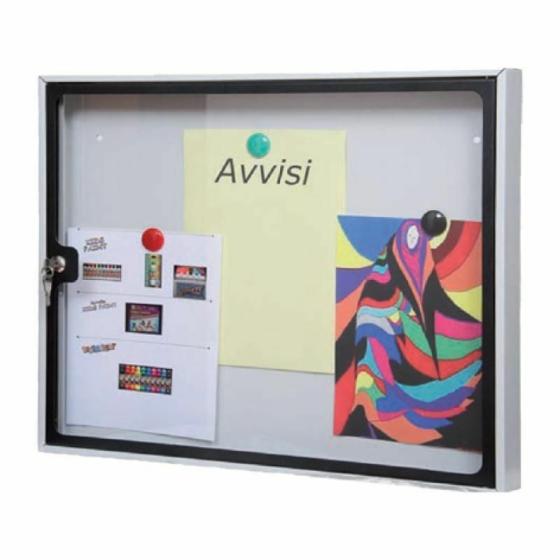 BACHECA ANNUNCI ACCIAIO PORTAVVISI ANNUNCI 58x48hx6 CLIP MAGNETICHE SILVER/BLACK