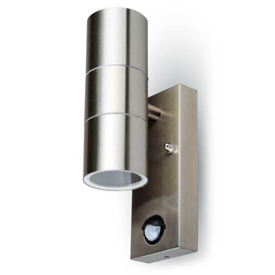 PORTAFARETTO DA MURO GU10 CON SENSOR IN ACCIAIO CORPO A 2 USCITE IP44 - XXFXMR
