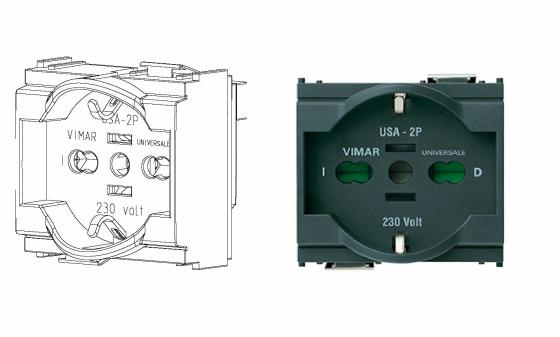 VIMAR 16210 PRESA UNIVERSALE EUROSPINE 2P-T 16A GRIGIO SERIE IDEA