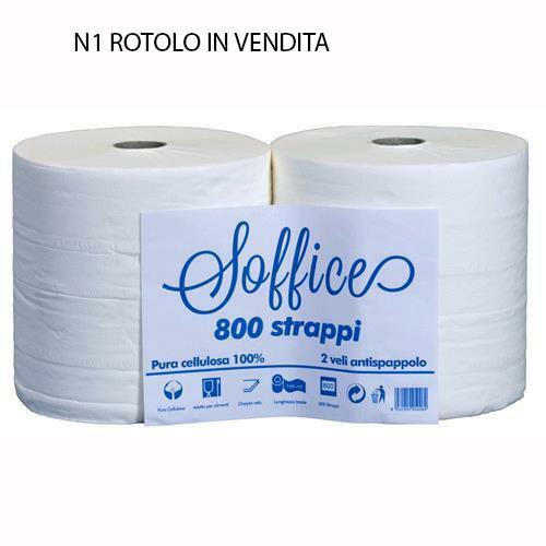 N 1 CARTA in pura ovatta di cellulosa A 2 veli. Anti spappolo Bobina 800 strappi