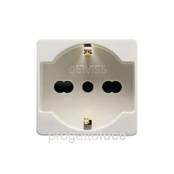PRESA BIPASSO BIVALENTE  SCHUKO TEDESCA 2P-T 16A GEWISS SYSTEM