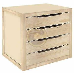 Cassettiera Legno 4 Cassetti In Pino Naturale Mobile Arredamento Cm 39x30x37,5