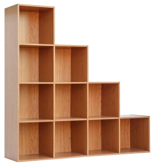 LIBRERIA SCAFFALE SCALA CUBO 10 VANI 121X29,5X121H CM MELAMINICO CILIEGIO MODERN