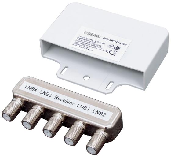 Commutatore Konig Sat DISEqC SWITCH con protezione 4 Ingr. - 1 Usc
