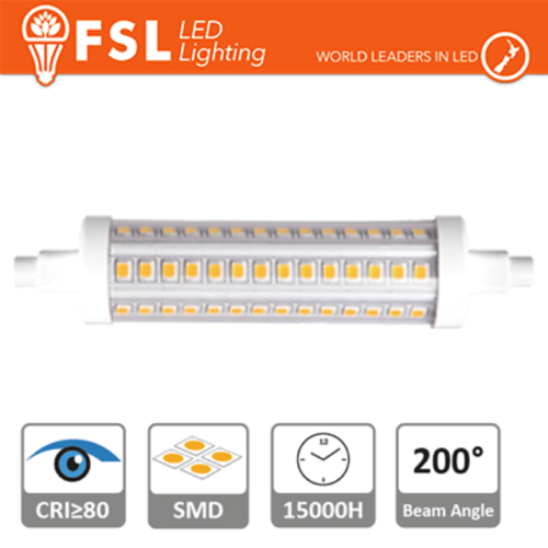 lampadina led 9.5 watt 118 mm 200 220-240 volt A CE R7S bi lif flr7s9w40k