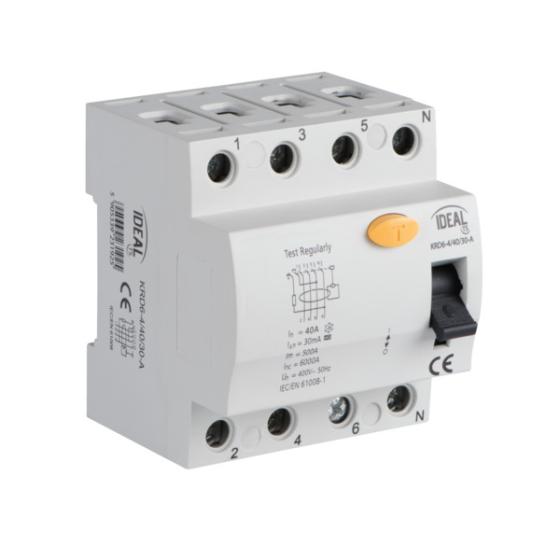 Interruttore differenziale,quadripolare 4P KRD6-4/40/30-A - Kanlux