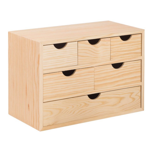Cassettiera mini in legno multiuso con 6 cassetti cm 40X20X28h per arredo