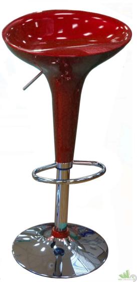 SGABELLO BAR METALLO CROMATO SEDUTA RESINA BORDEAUX 44x40 H69/90 CM