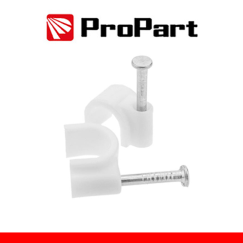 PROPART Graffe fermacavo con chiodini per Cavo TONDO 7mm Bianca 100pz