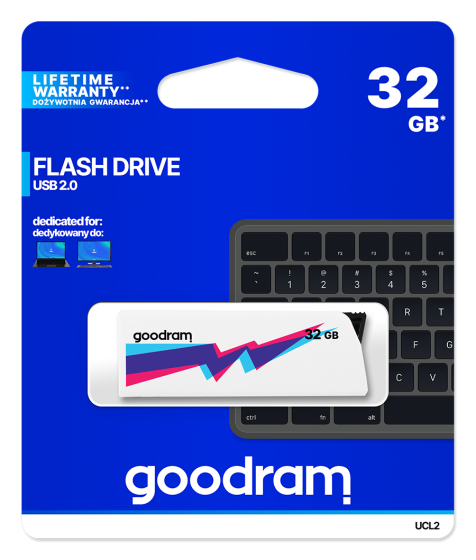Pendrive GoodRAM 32GB UCL2 WHITE USB 2.0 - retail blister