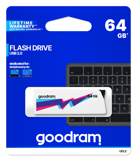 Pendrive GoodRAM 64GB UCL2 WHITE USB 2.0 - retail blister