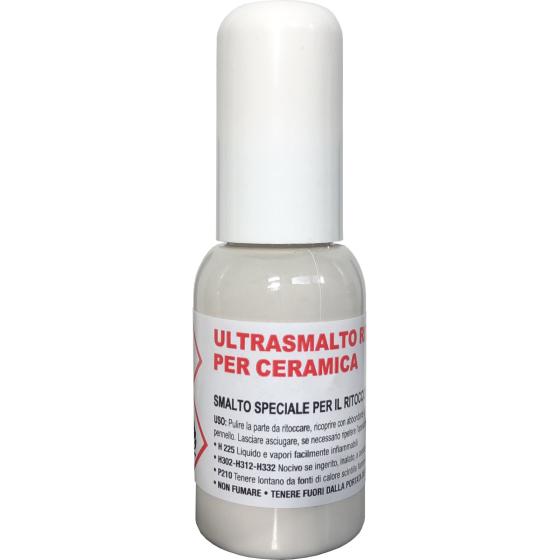 flacone 10 ml smalto stucco per ritocco ritocchi ceramica bianco con pennello