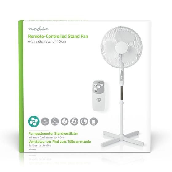 Ventilatore a piantana 40 cm oscillante regolabile 45W timer telecomando Nedis