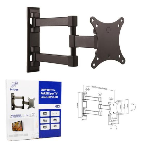 Supporto tv lcd fino a 32'' doppio braccio bridge nvs