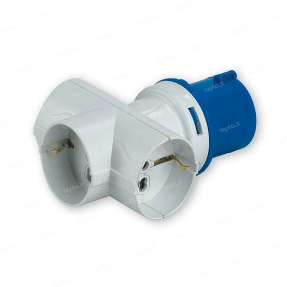 ADATTATORE INDUSTRIALE TRIPLO SPINA 2P-T 220V PRESE SCHUKO BIPASSO ROSI 1879