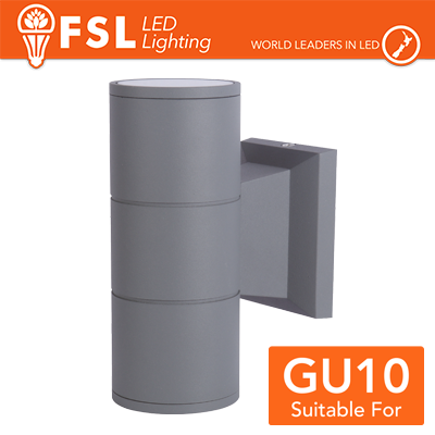 APPLIQUE 2 VIE GRIGIO PORTALAMPADA GU10 ILLUMINAZIONE BIDIREZIONALE IP54 ESTERNO