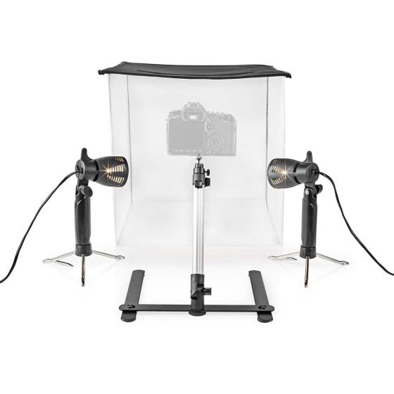 Kit Studio fotografico 600 x 600 mm 400lm 2x5W pieghevole sfondi inclusi Nedis