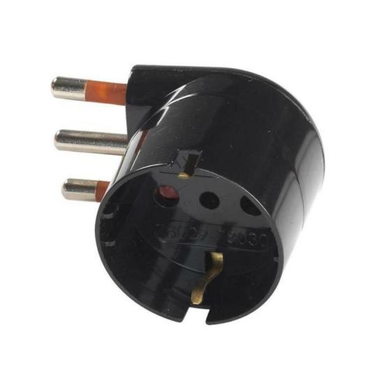 Spina adattatore presa schuko ad angolo 90 16A nero salvaspazio