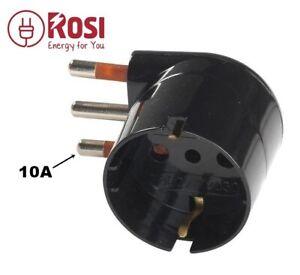 ADATTATORE CON SPINA 10A PASSO PICCOLO PRESA AD ANGOLO FRANCO TEDESCA SCHUKO N