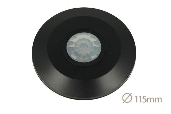 Sensore PIR Movimento e Crepuscolare Timer Da Soffitto Carcassa Nera 220V 360 Gr