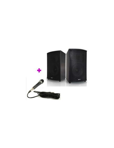 COPPIA DI CASSE AMPLIFICATE 8 INGRESSO MICROFONO EFFETTI BT USB SD 200W